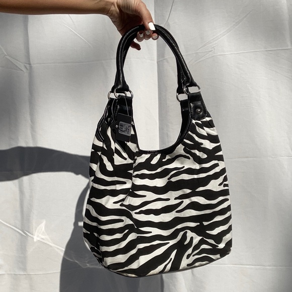 Vintage Handbags - Vintage Y2K Zebra Print Shoulder Bag Tote